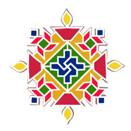 Wooden DIY Floral Diwali Rangoli Mat Easy to Use or to Fill Rangoli Template Rangoli Decorative Boards for Indian Traditional Festival New Year Decor MDF Readymade Diya Round Flower Design Rangoli