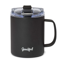 Goodful - Taza de café sellada al vacío de doble pared con aislamiento de acero inoxidable con tapa a prueba de fugas, vaso de viaje, 14 oz, gris