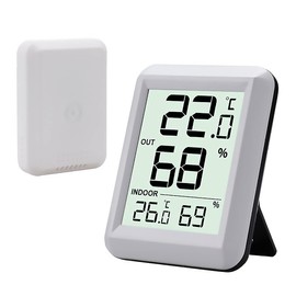 Timloon Digital Thermometer/Hygrometer, Outdoor Air Thermometer, Wireless, Indoor/Outdoor Thermometer, 1 Sensor, High Precision, Large LCD Screen, Can be Used on Place, Fahrenheit/Celsius Display, Greenhouse, Temperature Management, Health Management, Ja