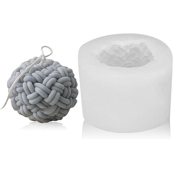 Woolen Ball Candle Mold Silicone, 3D Knot Candle Molds for