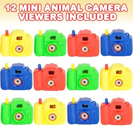 ArtCreativity Mini Plastic Animal Camera Viewers, Set of 12, Children’s Pretend Play Prop with Images in Viewfinder, Fun Birthday Party Favors, Goodie Bag Fillers, Holiday Prize for Boys and Girls