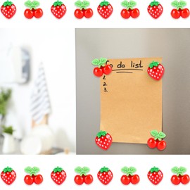 Svartur 16 Pcs Fruit Magnets for Fridge, Strawberry & Cherry Magnets for Pictures, Photos, Decorative Locker Magnets for Girls, Office Desk Accessories Cute Magnets for Whiteboard