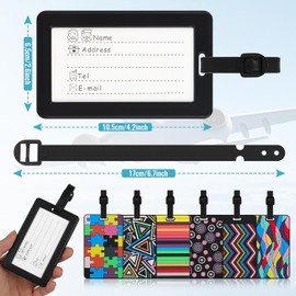 6 Pcs Travel Luggage Tags - Waterproof Luggage Tag for Suitcases, Silicone Luggage Tags with Name Address Tel, Easy Identification Suitcase Tags for Checked Luggage, Handbags, 6 Patterns