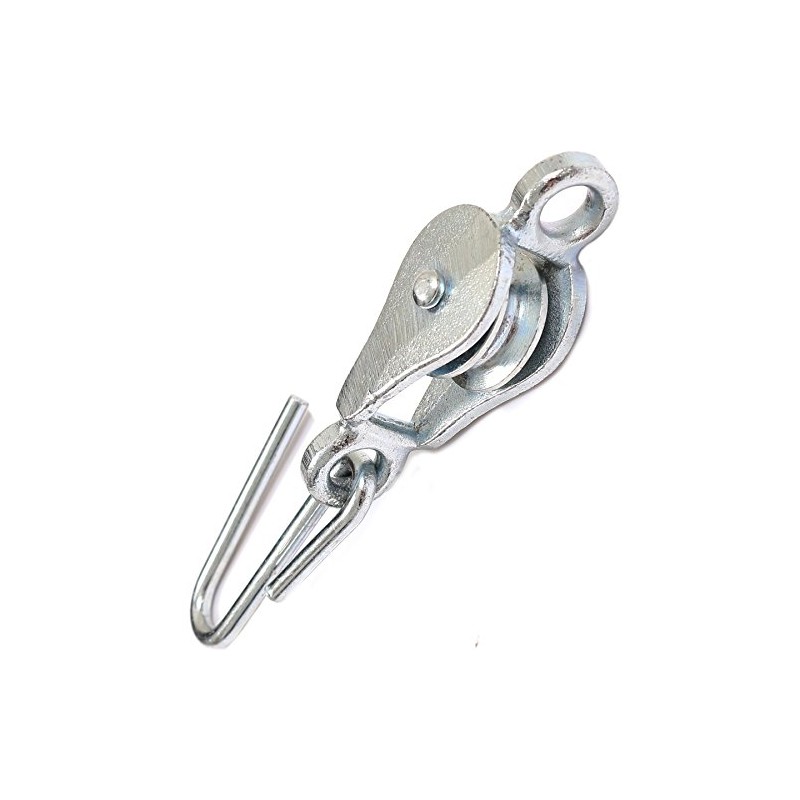 Heavy Duty Washing Line Pulley & Hook - Galvanised Steel