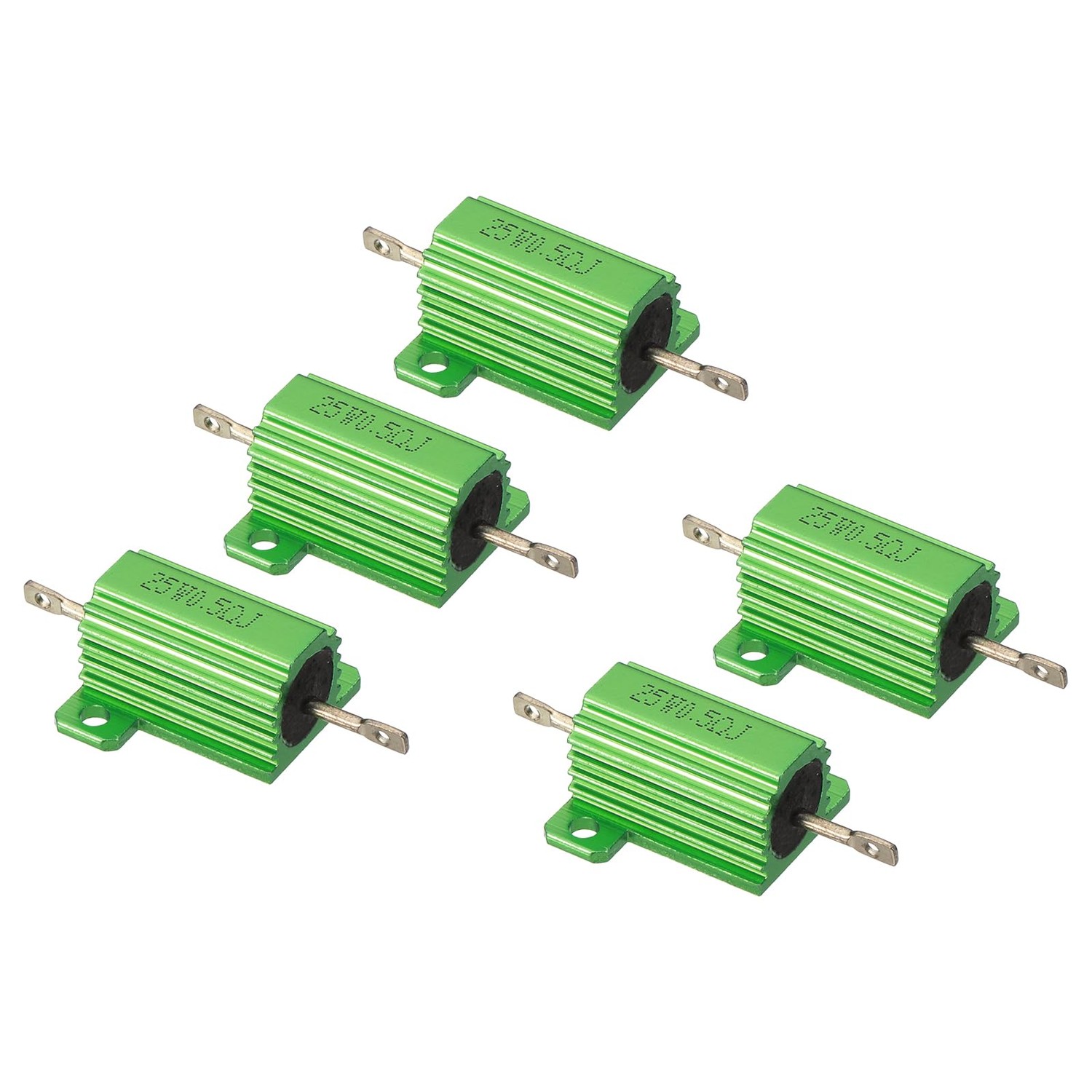 Produktbild von PATIKIL 25W 500 Ohm Aluminium-Widerstand – 2 Stück, Mit Kühlrippen, 5% Toleranz, Schraubmontage, Für Leistungselektronik