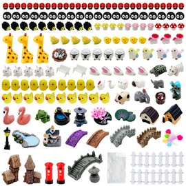 Woohome 170 PCS Fairy Garden Accessories Outdoor, Mini House Mini Animal Fairy Garden Supplies Micro Landscape Decoration for DIY Craft Garden Decoration