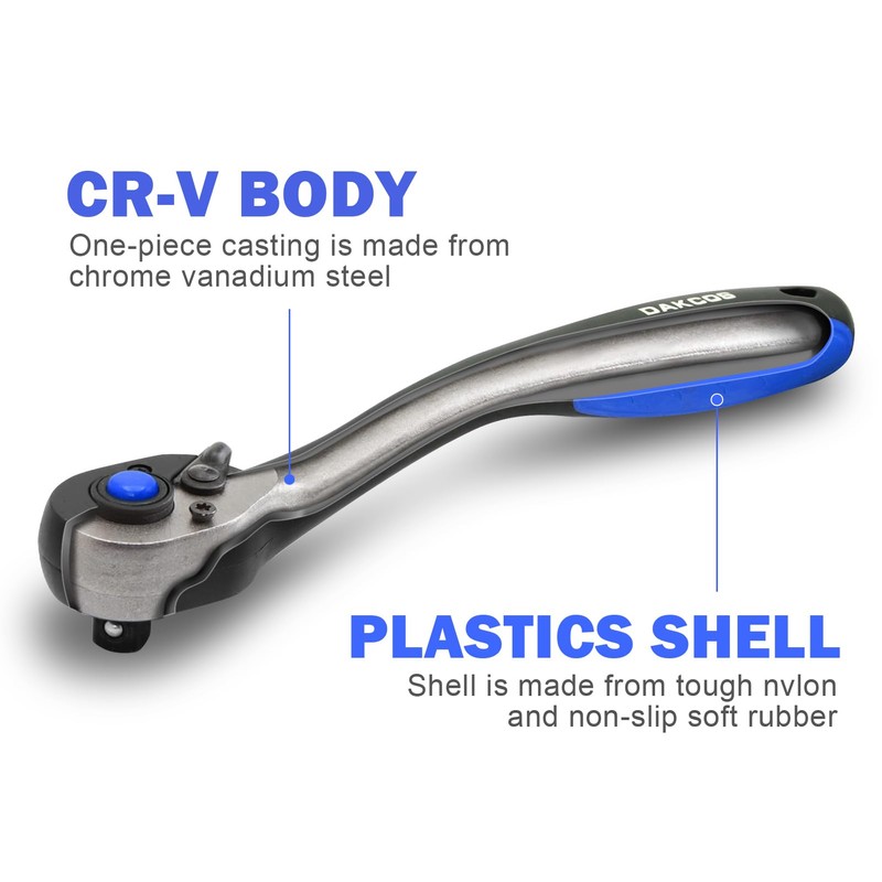 DAKCOS 1/4" Drive Ratchet 72 Teeth Quick Release Socket Wrench