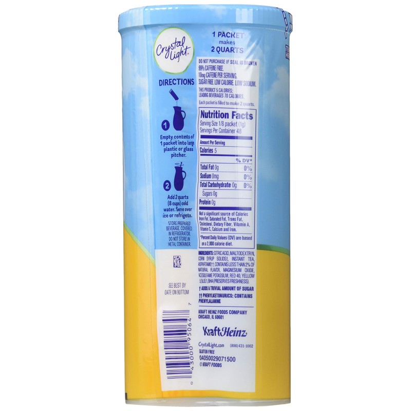 Crystal Light Lemon Iced Tea Drink Mix, 12-Quart Canister (Pack