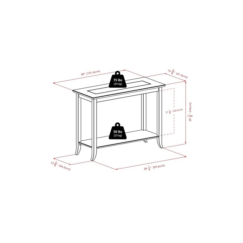 Winsome Genoa Rectangular Transitional Solid Wood Console Table in Dark