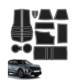 LANGBEAN Anti-Slip Mats for Peugeo-t 2008 e-2008 2020-2025, 12 Pieces Rubber Mats for Centre Console, Storage Compartment, Cup Holder, Integrated Door Slot, Armrest Box, Black & White