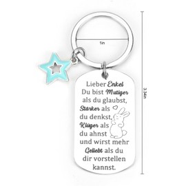Eleganter Schlüsselanhänger Aus Edelstahl Mit Motivierendem Spruch Und Blauem Sternen-Anhänger, Perfekt Als Kleines Geschenk Für Relativ, Geburtstagsgeschenk Oder Besondere Geschenke Für Enkel