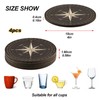 Coasters for Drinks Set of 4 Compass Rose Black Absorbent