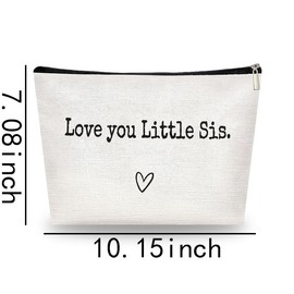 Little Sister Makeup Bags for Women Love You Little Sis Cosmetic Bag for Lil Sister Christmas Birthday Gifts for Little Sister Gifts from Big Sister Travel Toiletry Bag for Lil Sis Long Distance Gifts