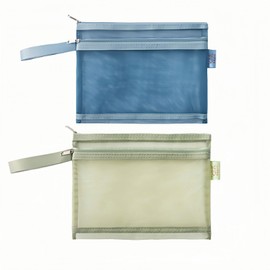 Contact Bag, Zippered File Bag, Set of 2 Colors, 2 Layers Mesh Pouch, Zipper Bag, Large Capacity Zippered File Bag, Receipt File, Translucent, Document Receipt Storage Bag, For Learning, Nylon with