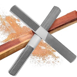 (2 Pack) 4 Way Wood Rasp File, Premium Grade High Carbon Hand File and Round Rasp, Half Round Flat & Needle Files for Sharpening Wood and Metal Tools
