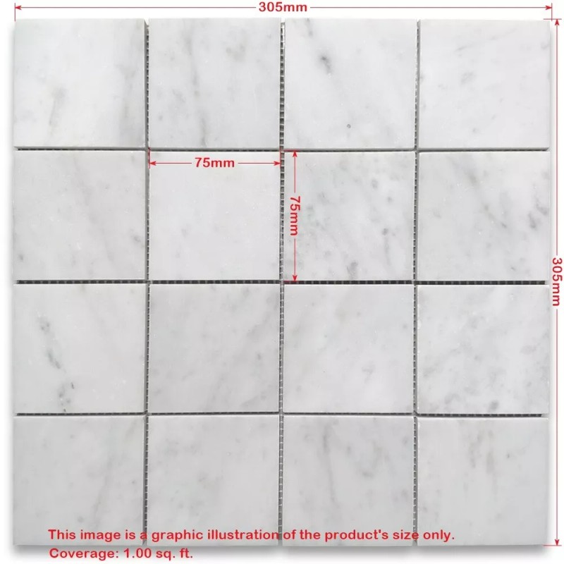 Stone Center Online C277XH Carrara White Bardiglio Gray Marble 3x3