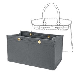 LEXSION Purse Organizer Insert for Handbags, Felt Bag Organizer for Birkin 25, Tote Bag Organizer Insert 8033 Grey Small