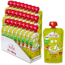 FruchtBar-Bio Quetschie Haferbrei Apfel, Birne, Traube; Fruchtpüree im Quetschbeutel 24x120g