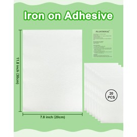PLANTIONAL Double Sided Iron On Adhesive Sheets: 20 PCS Light Weight A4 Size Double-Sided Press-on Patch Heat Melt Fabric Glue Sheet Permanent Fusible Adhesive Sheets