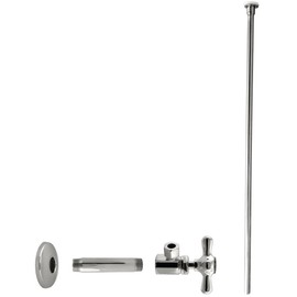 Westbrass Flat Head Toilet Kit with Cross Handles, 1/2" IPS x 3/8" OD x 20", Polished Nickel, D103KFHX-05