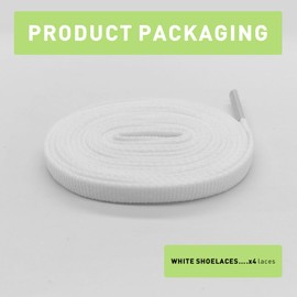 UamGlsob 2 Pairs Shoelaces for Brooks Sneakers, 1/4"(6mm) Stripe Flat Running Shoe Laces Replacement Strings, White, 39''/100cm