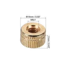 PATIKIL M6x11x14 Cap Nut, 15 Pcs Acorn Nut Screw Knob Cap Insert Bolt Cover Female Thread Knurled Decorative Hardware Fittings Light Fixtures, French Gold