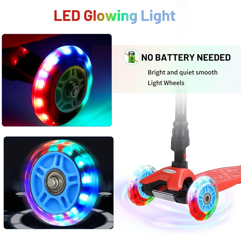 DBREAKS Ruote Luminose LED, 2Pcs Ruote di ricambio per scooter,