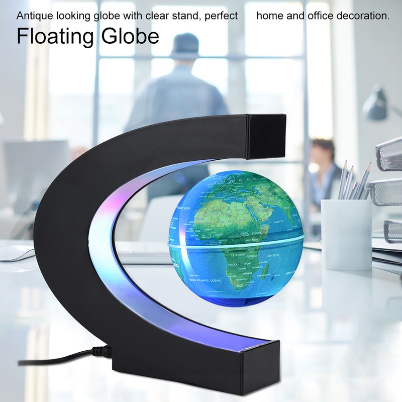Floating Globe Magnetic Levitation Rotating Globe with Colorful LED Light