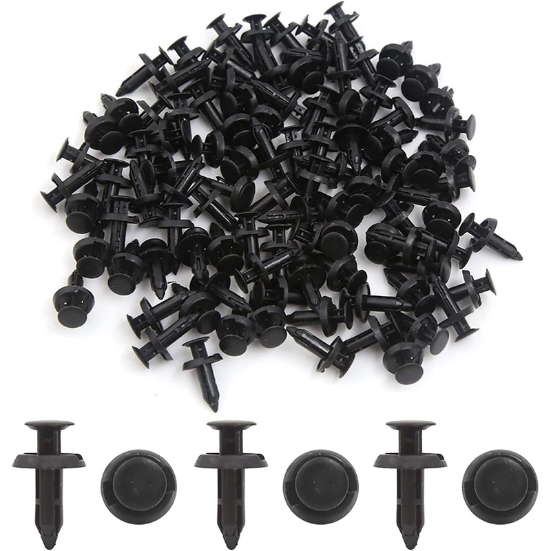 100Pcs 6mm Hole Dia Clips Plastic Push Type Rivet Retainer