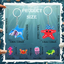 Acuiwer Keyrings 24PCS Ocean Animals Keychains Bag Fillers Supplies for Birthday Baby Shower Party Favors (Ocean Animals-24P)