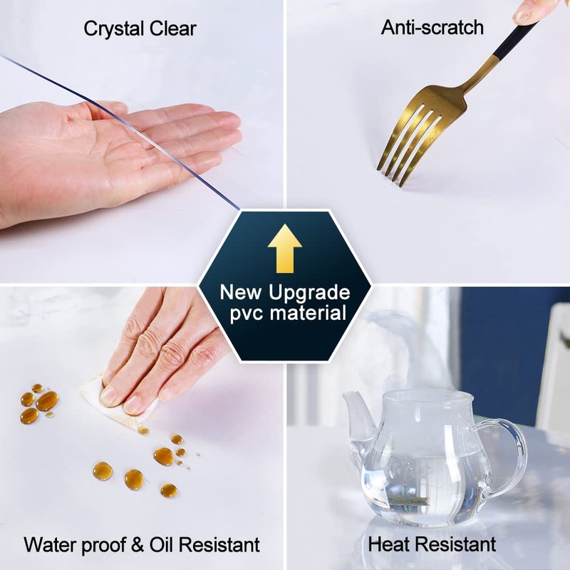 Clear PVC Desk Protector Plastic Crystal Tabletop Topper Thick Small