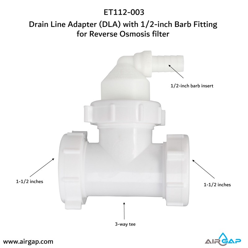 Drain Line Adapter (DLA) with 1/2-inch Barb Fitting for Reverse