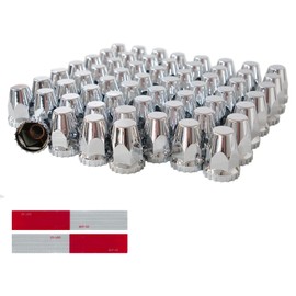 WAITTON 60Pcs Semi Trucks Lug Nut Covers Chrome, 32/33mm Lug Nut Covers ABS Plastic Anti-Rust Screw-on Wheel Nut Caps with Installation Tool, Truck Nuts for Semi Trucks Trailer