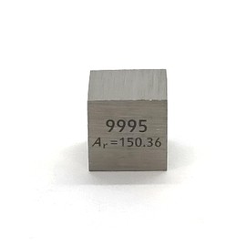 Elemental Specimen Samarium Sm (0.4 inch (10 mm) Cube, Engraved A, Regular Surface)