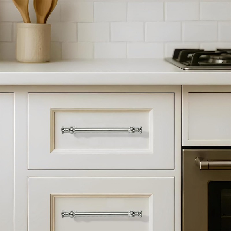 khtumeware 10 Pack 8inch(203mm) Hole Center Polished Nickel Cabinet Pulls