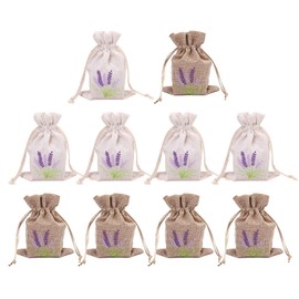 VEHYEGOI 10 Piece Lavender Burlap Bags, Lavender Sachets, Lavender Linen Bags, Small Cloth Bags, Cotton Bags, Lavender Sachets To Help You Sleep