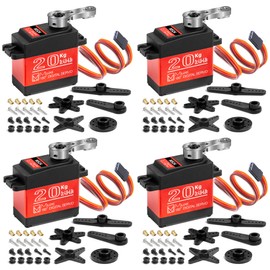Miuzei 20KG RC Servo Motor High Torque Metal Gear Digital Servo Waterproof Steering for 1/8, 1/10 R/C Model DIY Car Robot, Control Angle 180° (4)