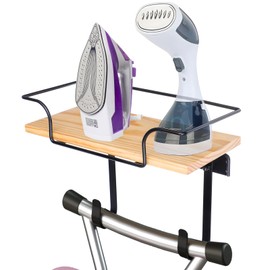 Ironing Board Hanger Metal Wall Mount Iron and Ironing Board Holder, Laundry Room Decor and Storage with Large Storage Black