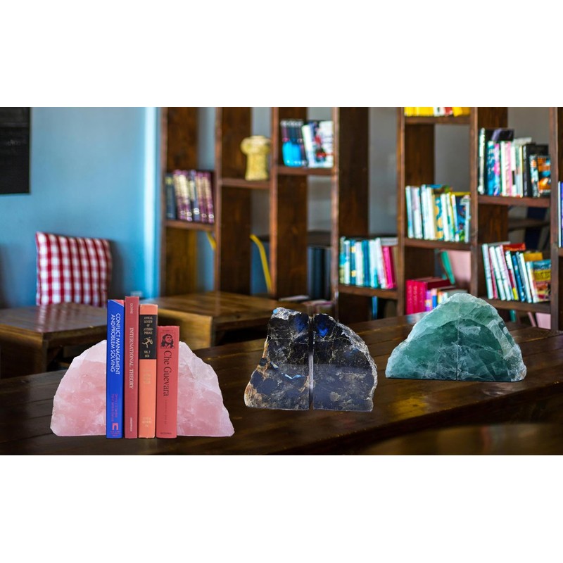 Blue Labradorite Bookends Heavy Duty Healing Crystal Stone Book Holders