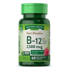 Nature's Truth Vitamin B-12 2500 McgPlus Folic Acid, Natural Berry Flavor, 60 Count (Pack of 3)