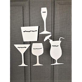 DCentral Cocktails Anyone? Flexible Screen Magnet Décor; Double-Sided, White - Easier to See, Helps to Stop Walking into Screens, Covers Small tears in Screens, Avg Sizes W 2.5 x 3.5"