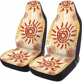 GENANY Boho Sun 2 Front Car Seat Covers for Car Truck Sedan SUV, Car Gifts, Durable Automotive Seat Covers, Breathable Bucket Seat Covers, Protective Interior Accessory