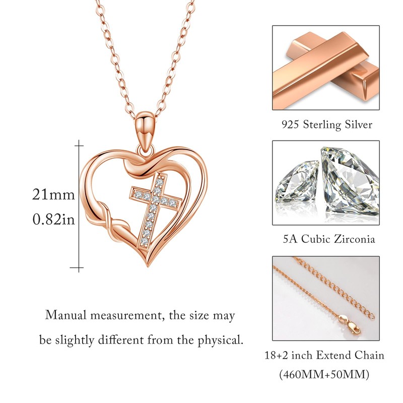 CUOKA MIRACLE Faith Necklace for Women Heart Necklace 925 Sterling