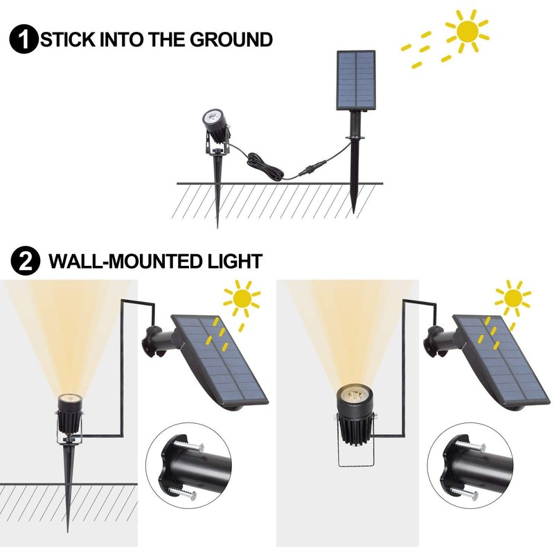 T-SUN LED Landscape Solar Spotlights, Waterproof Outdoor Solar Lights Auto