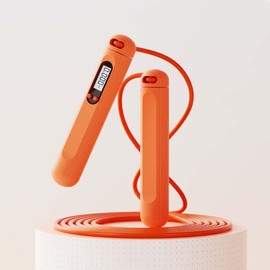 Cordless Jump Rope with Counter for Fitness - Adjustable Smart Skipping Rope For Men Women Kids Outdoor Speed Boxing Crossfit Workout Exercise Cardio (Orange)
