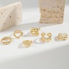 Caiguoer 6Pcs Gold Geometric Rings Joint Ring Set Stacked Open