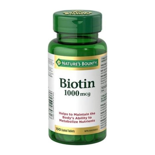 Nature's Bounty Energy Health Biotin Coated Tablets, 1000 mcg, 100 Ct (1 Pack)