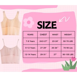 Amuhou - brasier de entrenamiento con forro de algodón para niñas, Set de 6, 7-8 Años