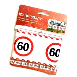 Folat 1 Barrier Tape * 60th Birthday * with Traffic Sign Design // Set Marking Tape Decoration Bunting Anniversary Sixty Years