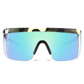 FEISEDY Oversized Mirror Shield Sport 80s Sunglasses Ski Goggles Flat Top One Piece Futuristic Visor Women Men B2522